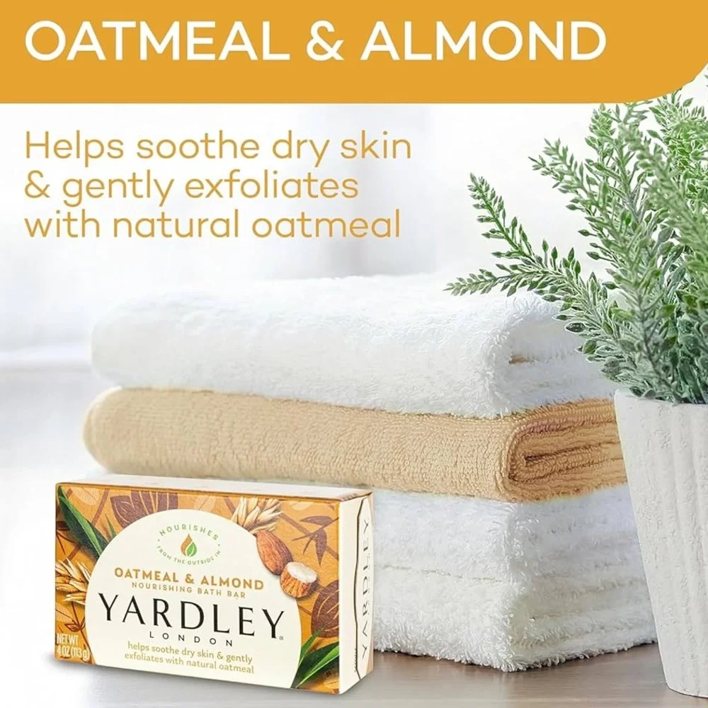 Yardley Of London Oatmeal and Almond Nourishing Bath Bar Luxury Beauty Soap 4 Oz
